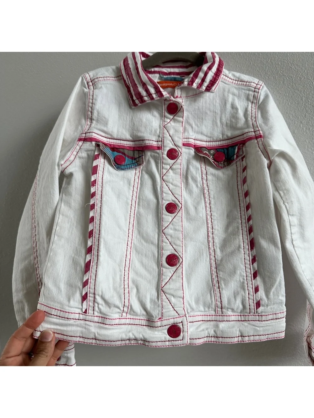Desigual White Denim Jacket Girl's Size 7/8
